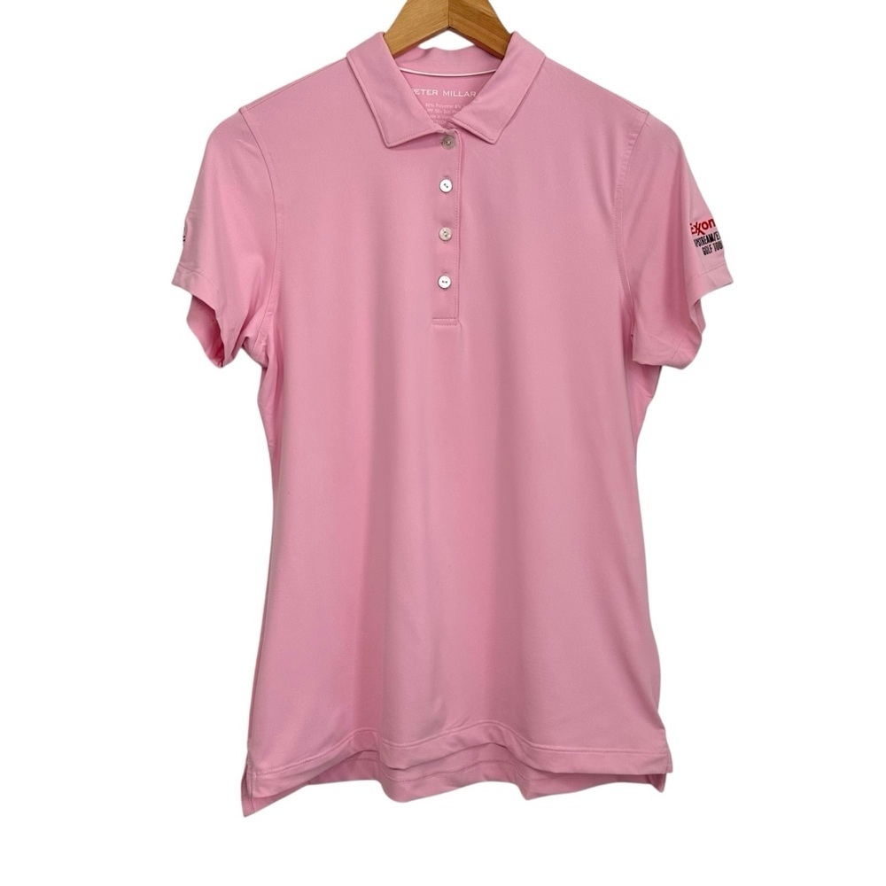 Peter Millar Womens Golf Polo Short Sleeve Shirt Sz Med Pink UPF 50+ Embroidered